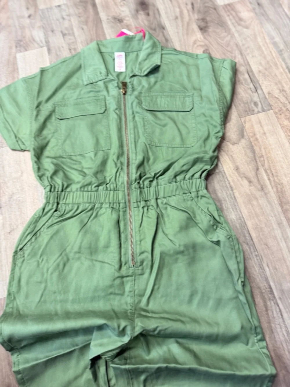 Justice Girls Olive‎ Utility Jumpsuit + Berry Hoodie and Pastel Tie-Dye Shorts